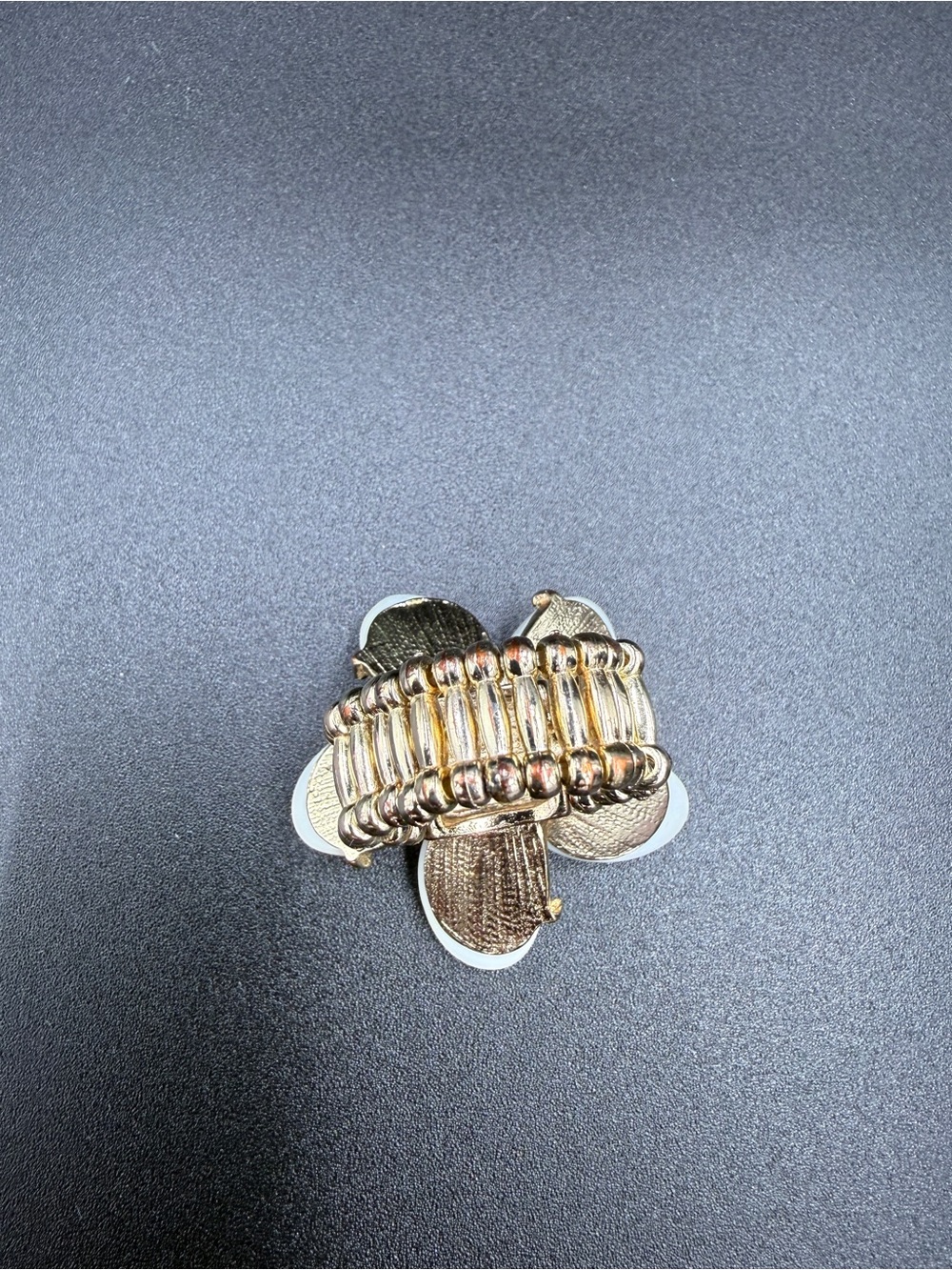 Gold Flower Pearl Cocktail Stretch Ring in White Pearls - Picture 5 of 8
